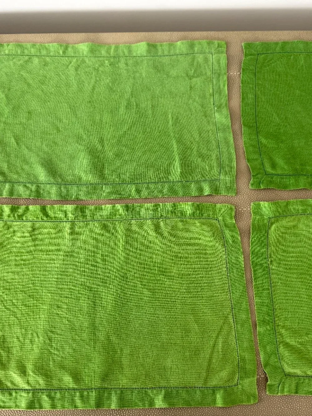 Green Linen Place Mats Set of 4